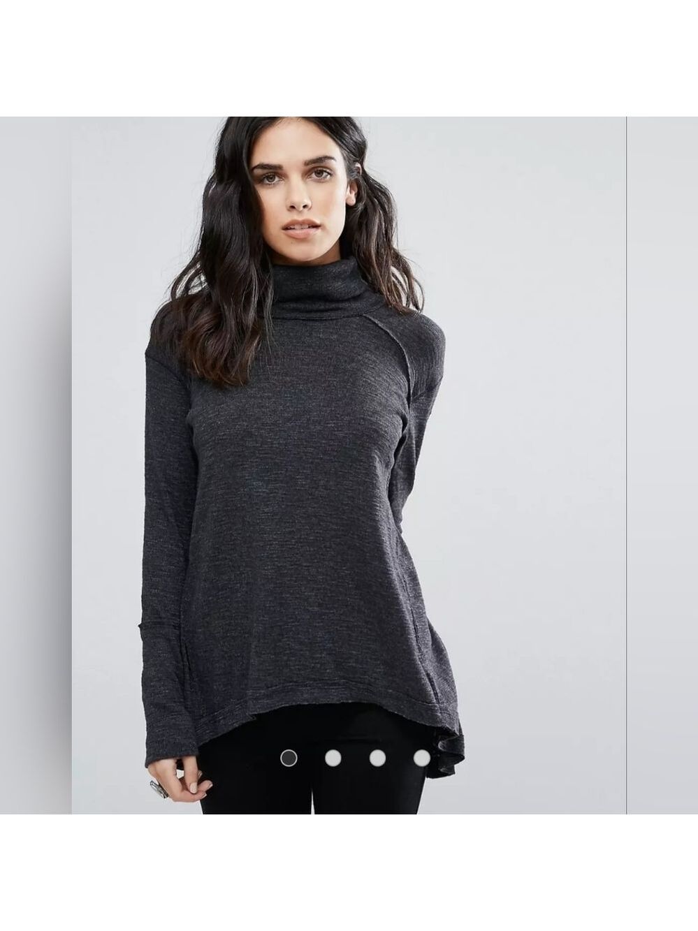 Free People Long Sleeve Turtleneck Tee Gray Long Sleeve Small